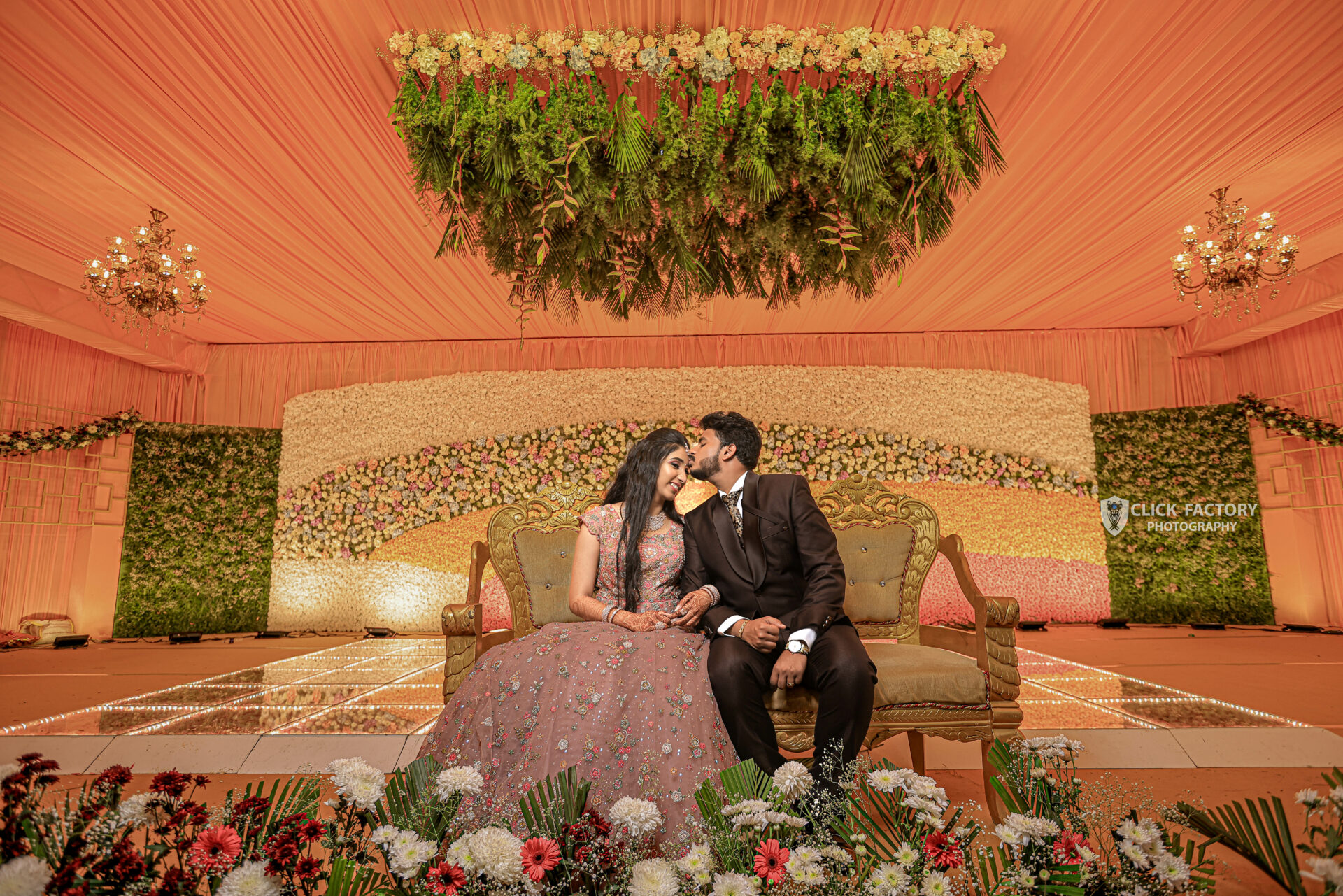 Cinematic wedding frame of a couple